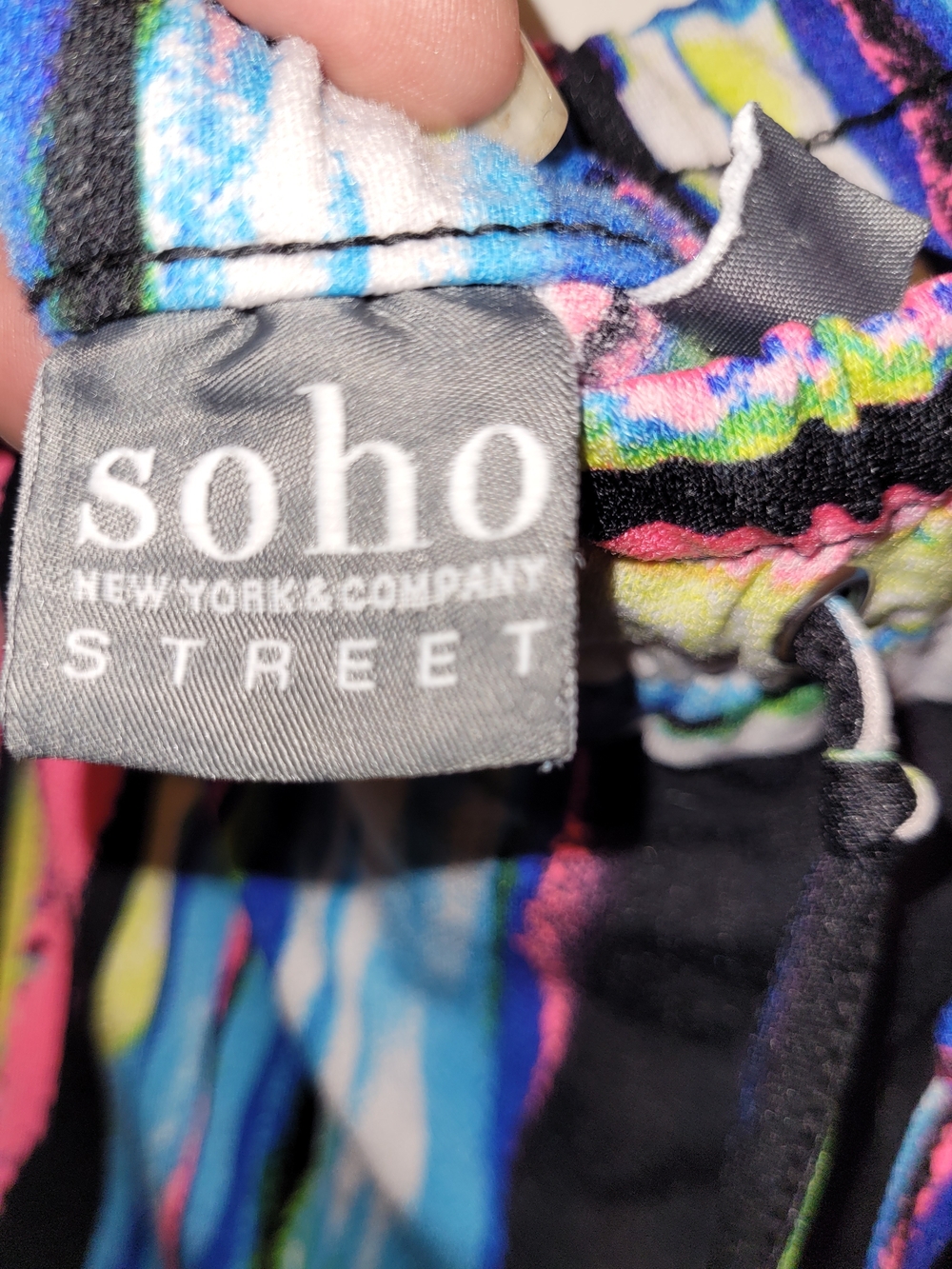 Soho Multicolor Abstract Stripe Drawstring Pants. - Picture 4 of 7